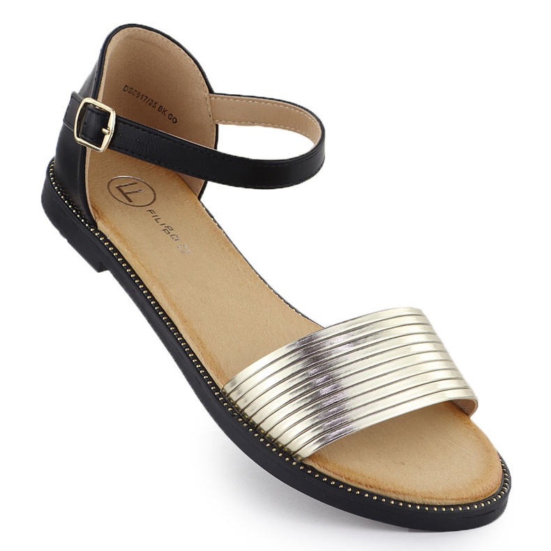 Women's black sandals golden Filippo DS6917
