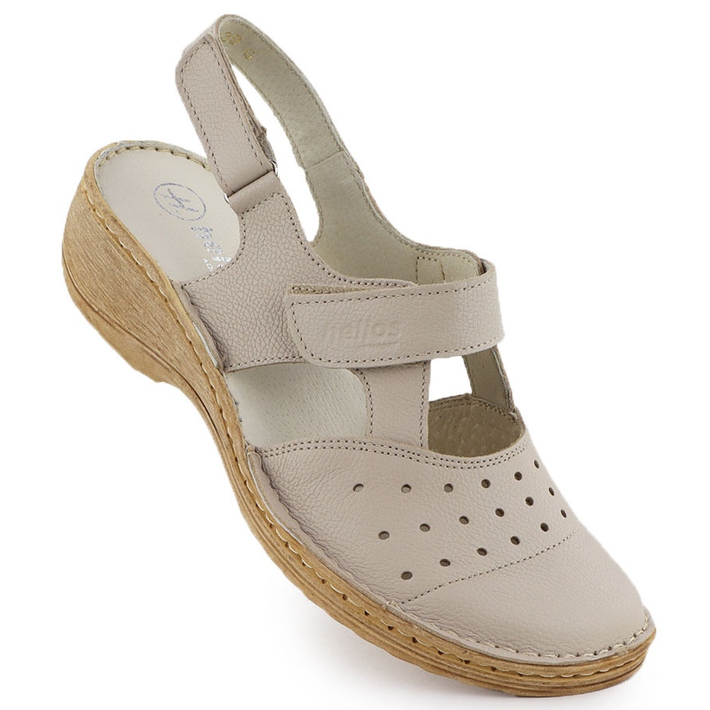 Leather comfortable women's sandals full of ekri Helios 150.10 beige