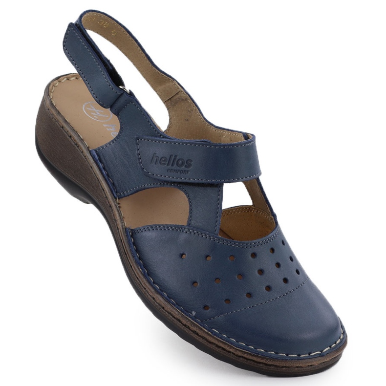 Leather comfortable women's sandals full of navy blue Helios 150.041