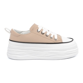 Shelvt Beige sneakers on the platform
