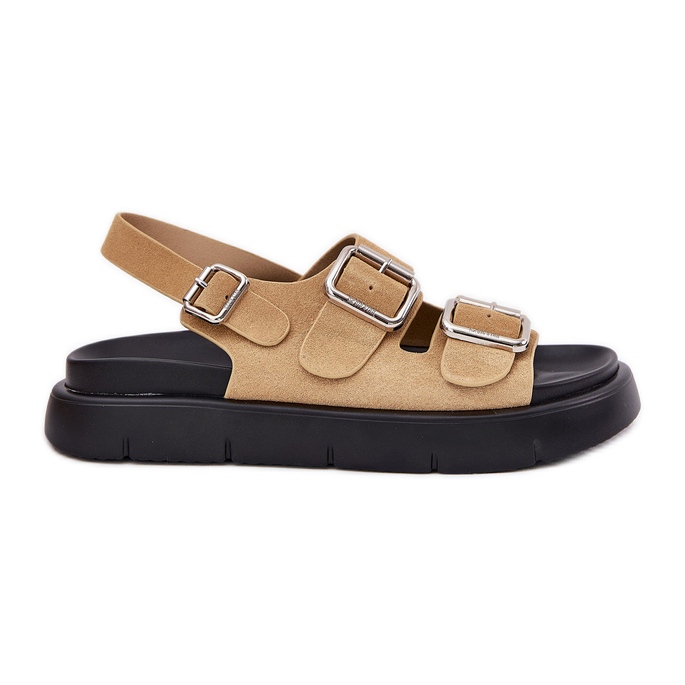 Women's suede sandals with Big Star RR274665 beige buckles Women's suede sandals with Big Star RR274665 beige buckles