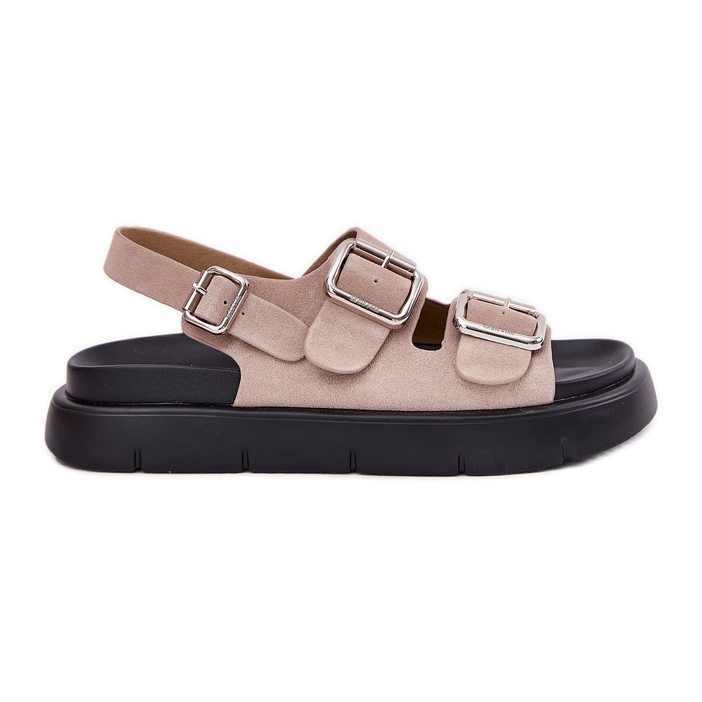 Women's suede sandals with Big Star RR274663 clamps light pink Women's suede sandals with Big Star RR274663 clamps light pink