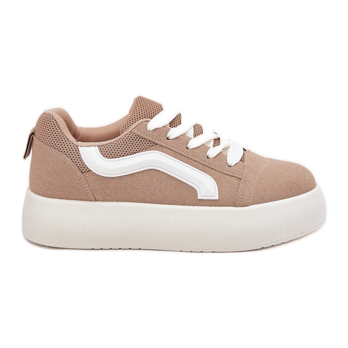 Inna Women's sneakers on the khaki platform beige Inna Women's sneakers on the khaki platform beige