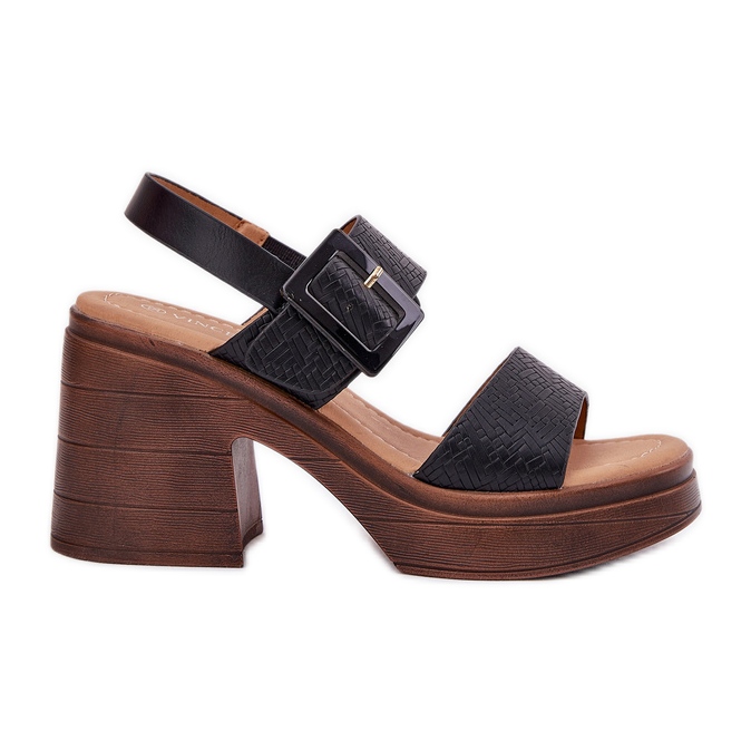 Women's sandals on a massive heel and Vinceza 17387 black platform