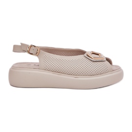 S.Barski Women's leather sandals with an ornament of S. Barski LR51-786 beige