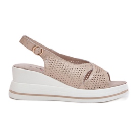 S.Barski Women's leather sandals S. Barski LR51-660 Openwork golden