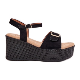 Inna Women's sandals for wedge with a black buckle