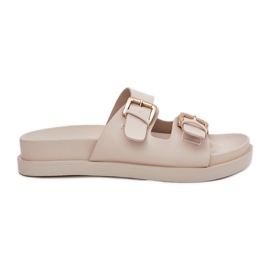 EVento Women's flip flops with golden buckles beige