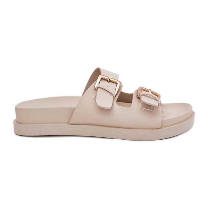 EVento Women's flip flops with golden buckles beige
