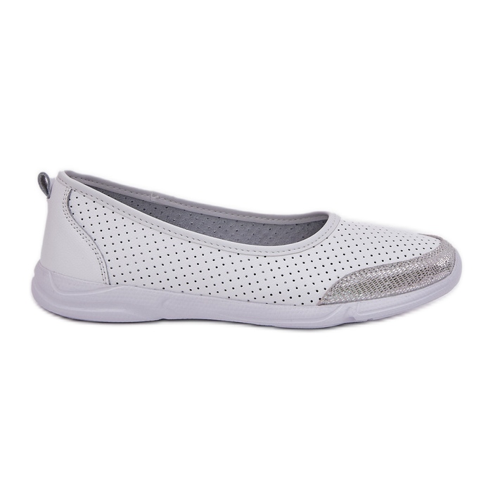 EVento Women's leather openwork white ballerinas