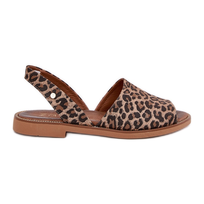 Zazoo 40327 leather slip -off sandals leopard brown