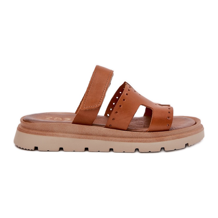 Women's natural leather slippers on the Zazoo 40440 brown platform Women's natural leather slippers on the Zazoo 40440 brown platform