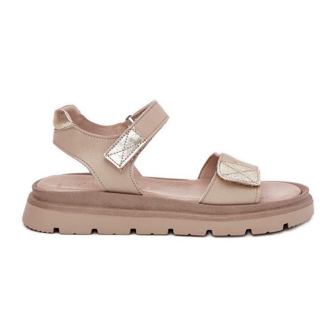 Women's leather sandals on the Zazoo 40443 beige platform