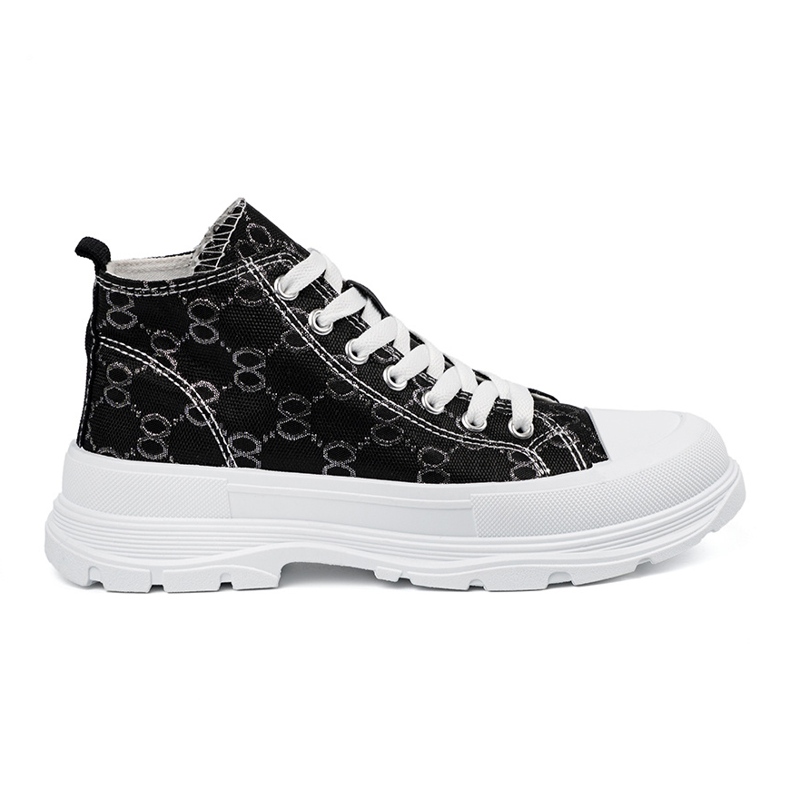 Shelvt Lace -up black sneakers on the platform