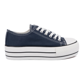 Shelvt Women's navy blue sneakers on the platform