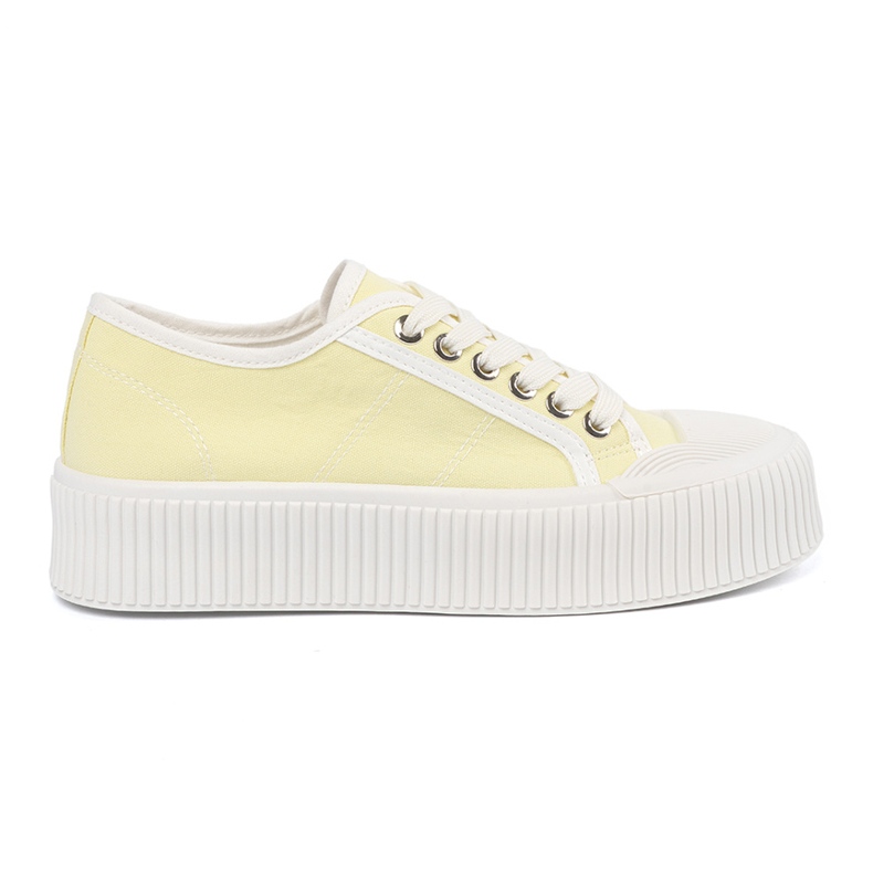 Shelvt Yellow laced sneakers on a thick sole Shelvt Yellow laced sneakers on a thick sole
