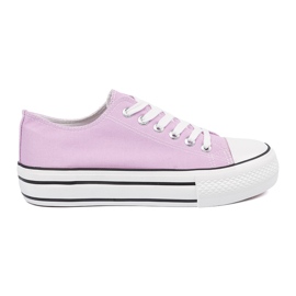 Shelvt Pink women's sneakers on the platform