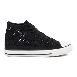 Shelvt Openwork black sneakers high