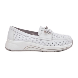 Openwork shoes made of natural leather on the Artiker 56C2101 white platform