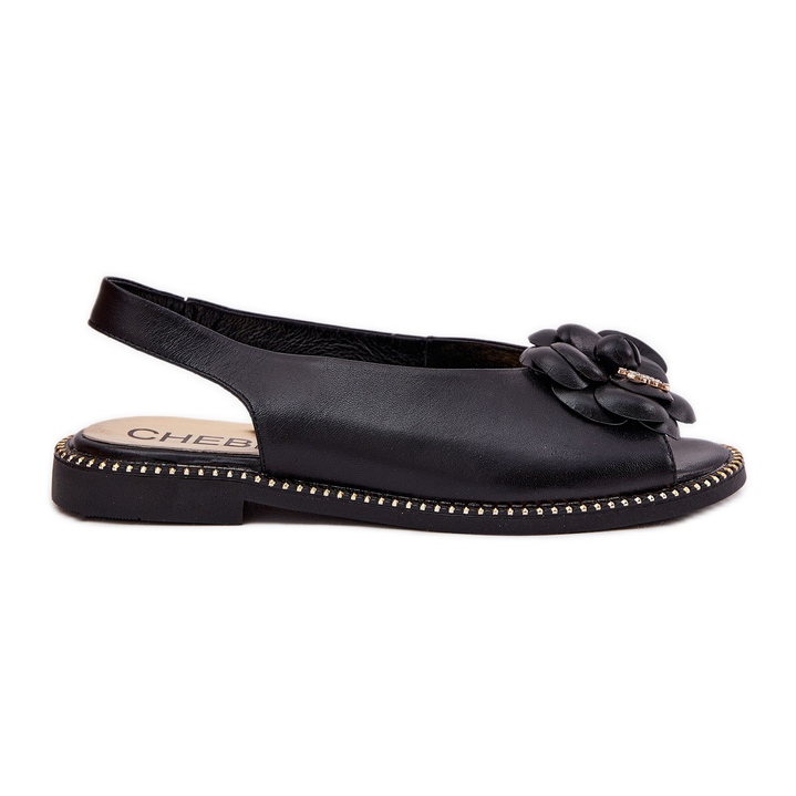 Leather flat sandals with decoration Chebello 4642 Black Leather flat sandals with decoration Chebello 4642 Black