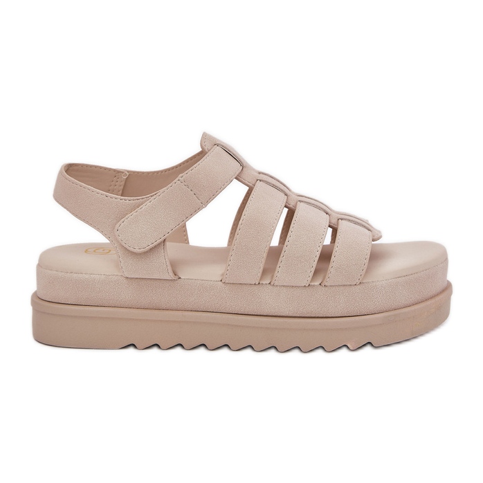 Inna Women's sandals on the platform eco suede beige Inna Women's sandals on the platform eco suede beige