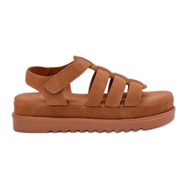 Inna Women's sandals on the Camel suede platform brown