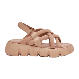 Inna Women's sandals on the platform with beige stripes Inna Women's sandals on the platform with beige stripes