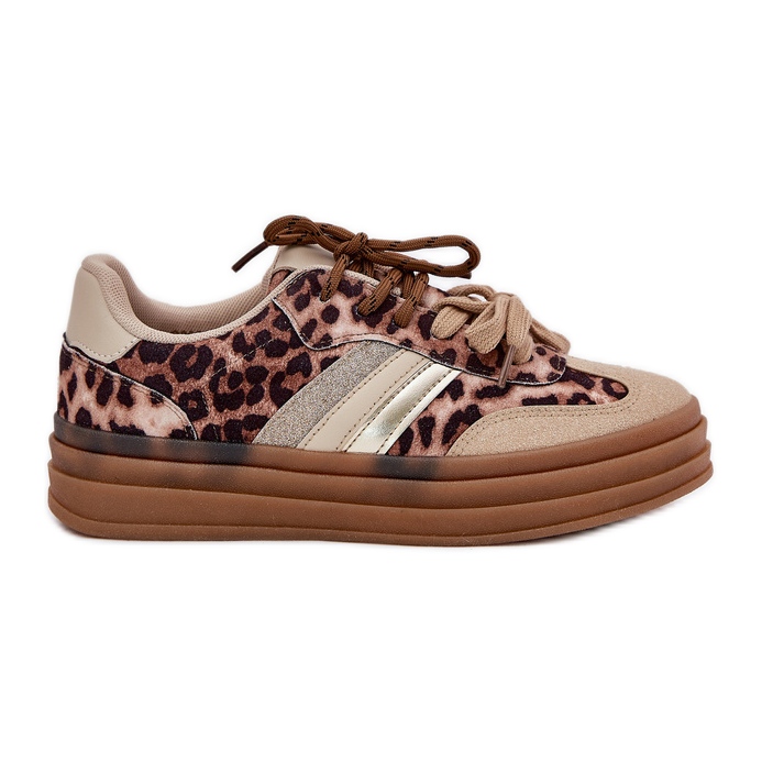 Inna Women's sneakers on the platform with double lacing beige leopard
