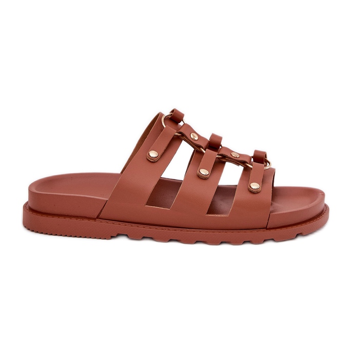 Inna Women's slippers with Camel stripes brown