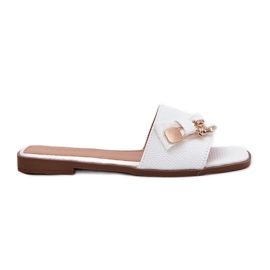 Inna Flat -heeled women's flip flops with a white bow