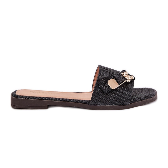 Inna Flat -heeled women's flip flops with a black bow