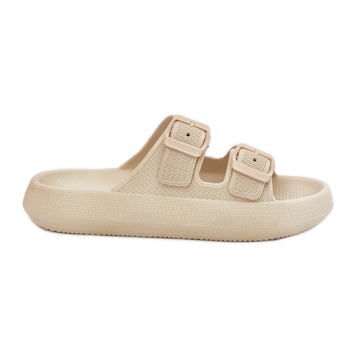 Inna Women's flip flops on the platform with beige buckles