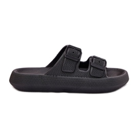 Inna Women's flip flops on the platform with black buckles Inna Women's flip flops on the platform with black buckles