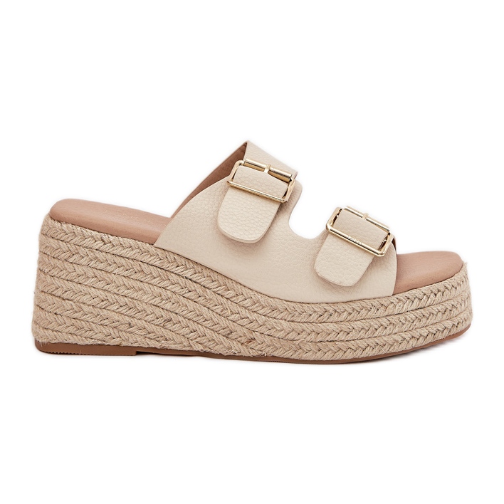 Inna Women's wedges with wedge with braid and beige buckles