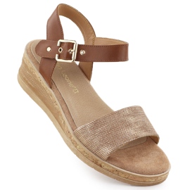 Women's sandals for brown wedges Sergio Leone SK-204