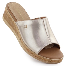 Women's flip flops on the golden wedge Sergio Leone KL-191