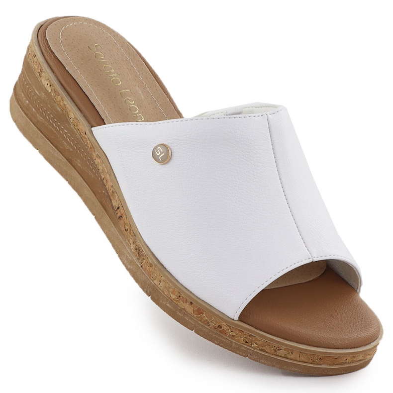Women's flip flops on the white wedge Sergio Leone KL-191