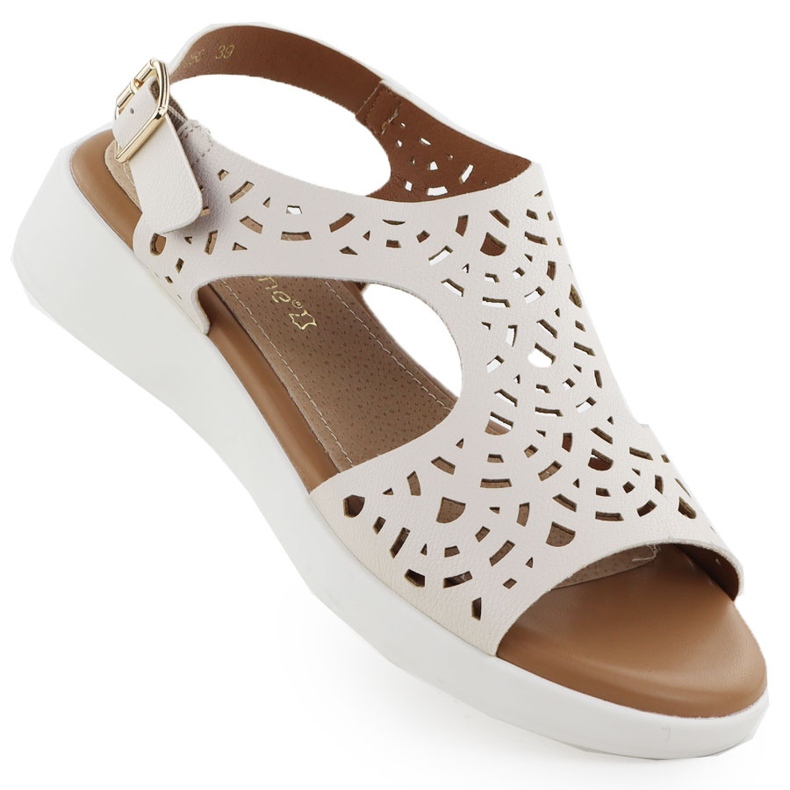 Women's sandals on wedges Creamy Sergio Leone SK-850 beige Women's sandals on wedges Creamy Sergio Leone SK-850 beige