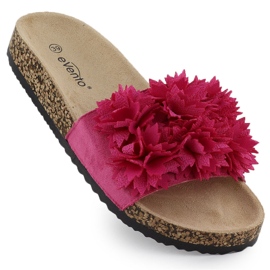 Women's flip flops with flowers Pink Evento 8319