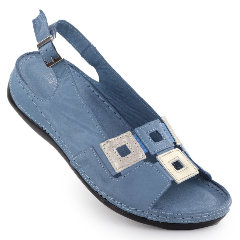 Leather women's comfortable sandals for blue wedges T.Sokolski L25-178 Leather women's comfortable sandals for blue wedges T.Sokolski L25-178