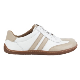 Olivier Barefoot women's minimalist leather shoes 1287 white with beige sneakers