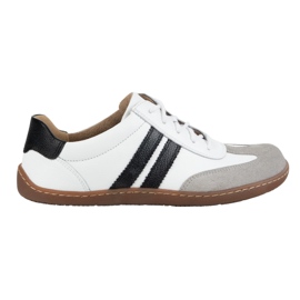 Olivier Barefoot women's minimalist leather shoes 1287 white with black sneakers