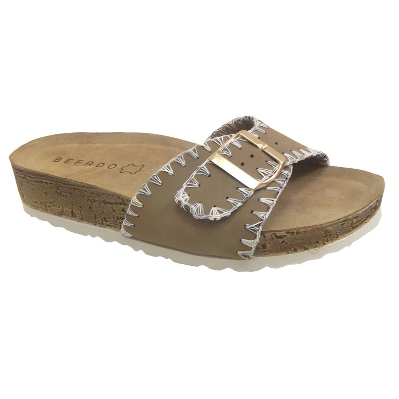 Befado Women's Slippers 158D275 Leather insert beige Befado Women's Slippers 158D275 Leather insert beige