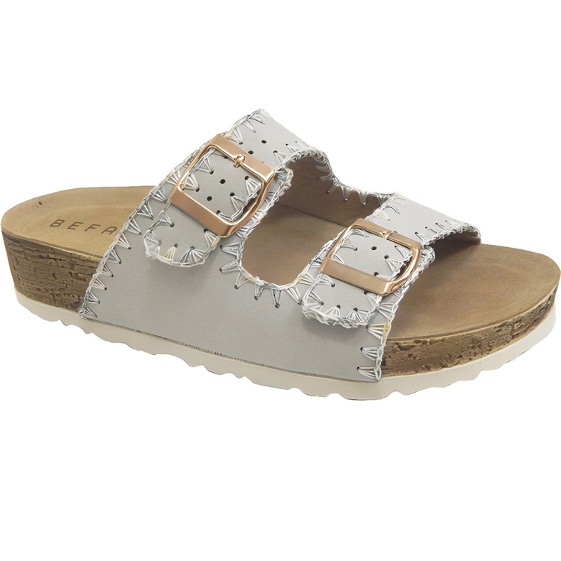 Befado Women's Slippers 158D274 Leather insert grey