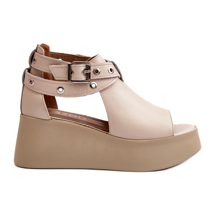 Zazoo 1732 Leather Wedge Sandals, Beige Zazoo 1732 Leather Wedge Sandals, Beige