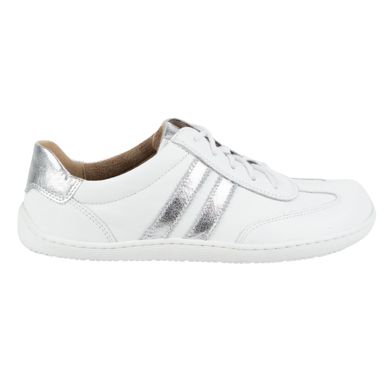 Olivier Barefoot women's leather minimalist shoes 1287 white with silver sneakers Olivier Barefoot women's leather minimalist shoes 1287 white with silver sneakers