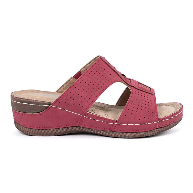 Shelvt Red women's slippers on the platform