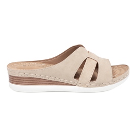 Shelvt Women's beige flip flops