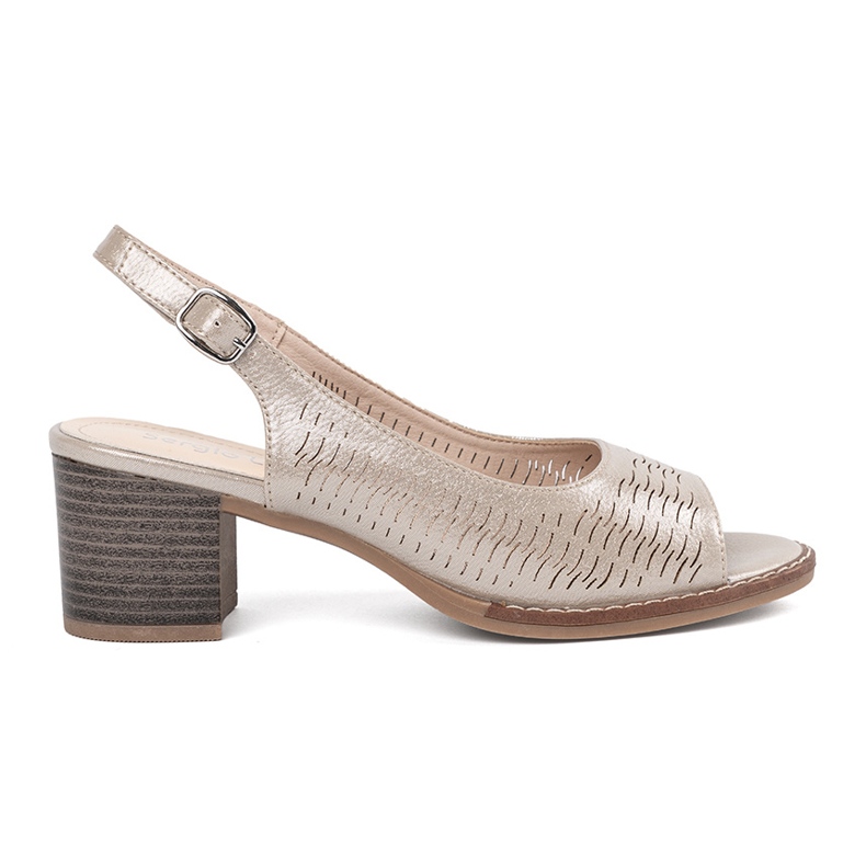 Sergio Leone Low -heeled golden sandals Sergio Leone Low -heeled golden sandals