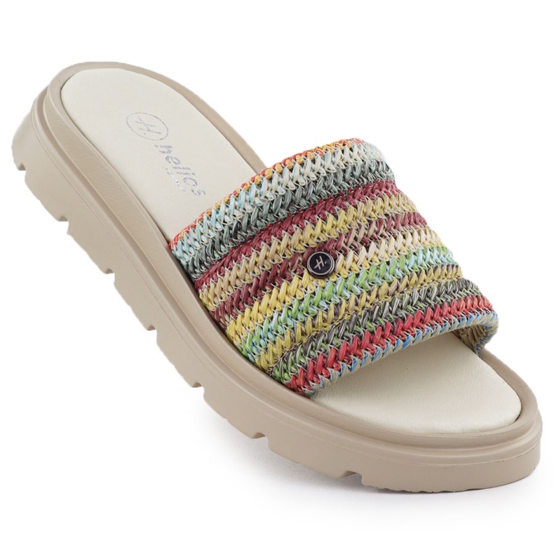 Women's leather flip flops on the platform Multikolor Helios 156.731 multicolored